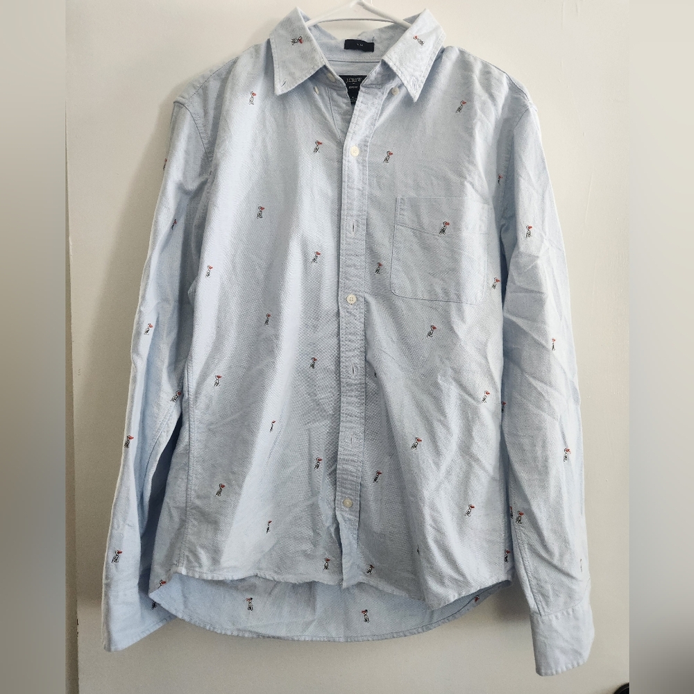 J.Crew Men’s Slim Fit Embroidered Pelican Oxford Shirt – Size Medium